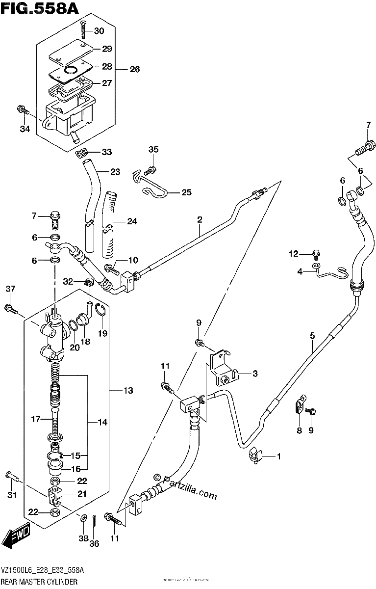 Diagrama de REAR MASTER CYLINDER