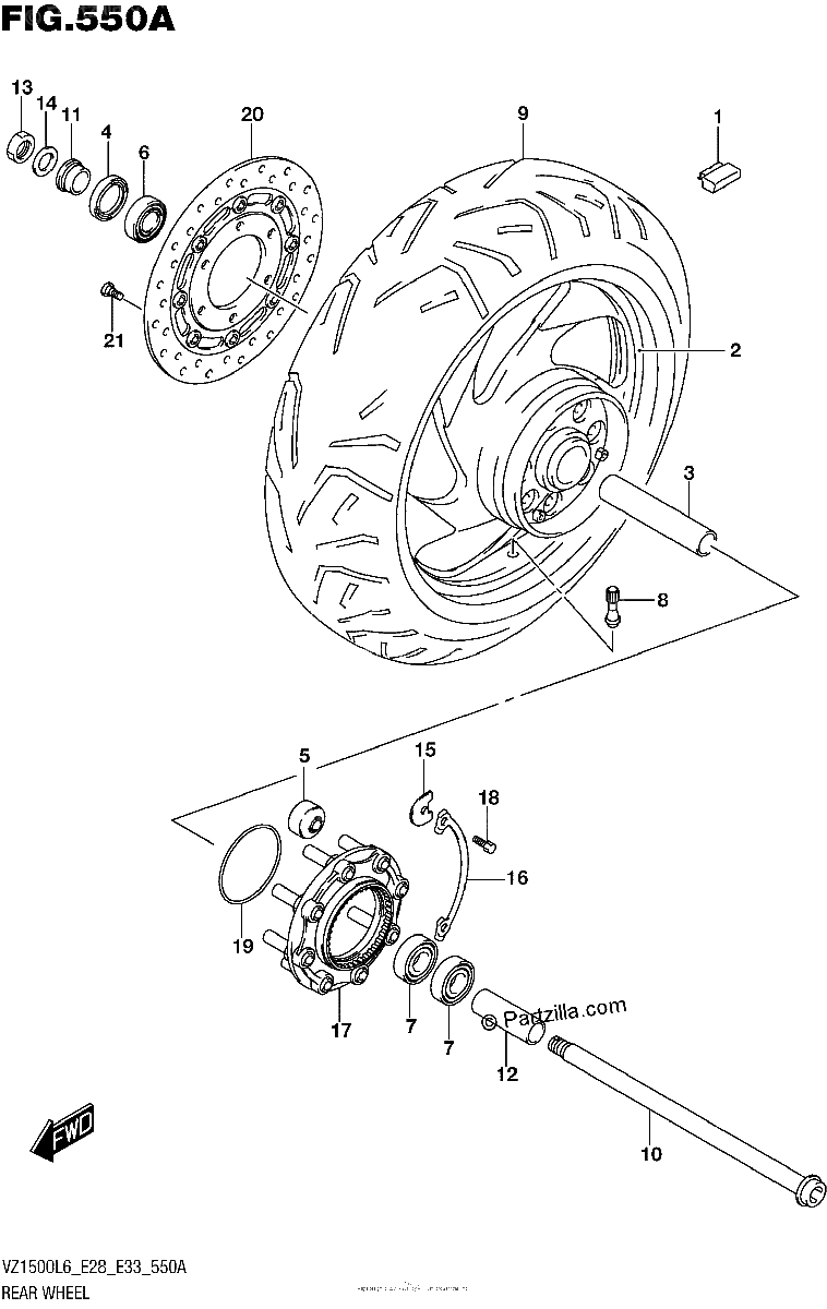 Diagrama de REAR WHEEL