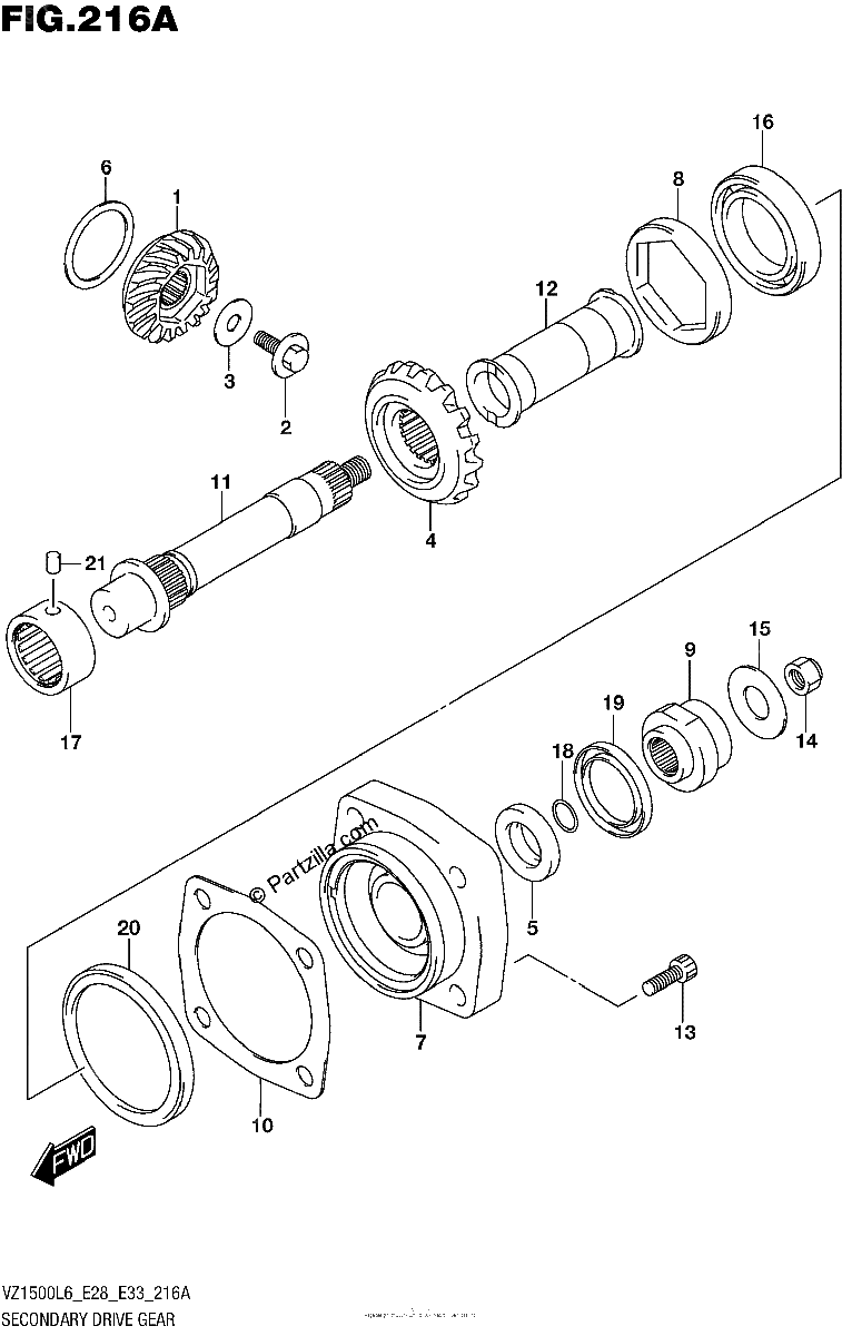 Diagrama de SECONDARY DRIVE GEAR