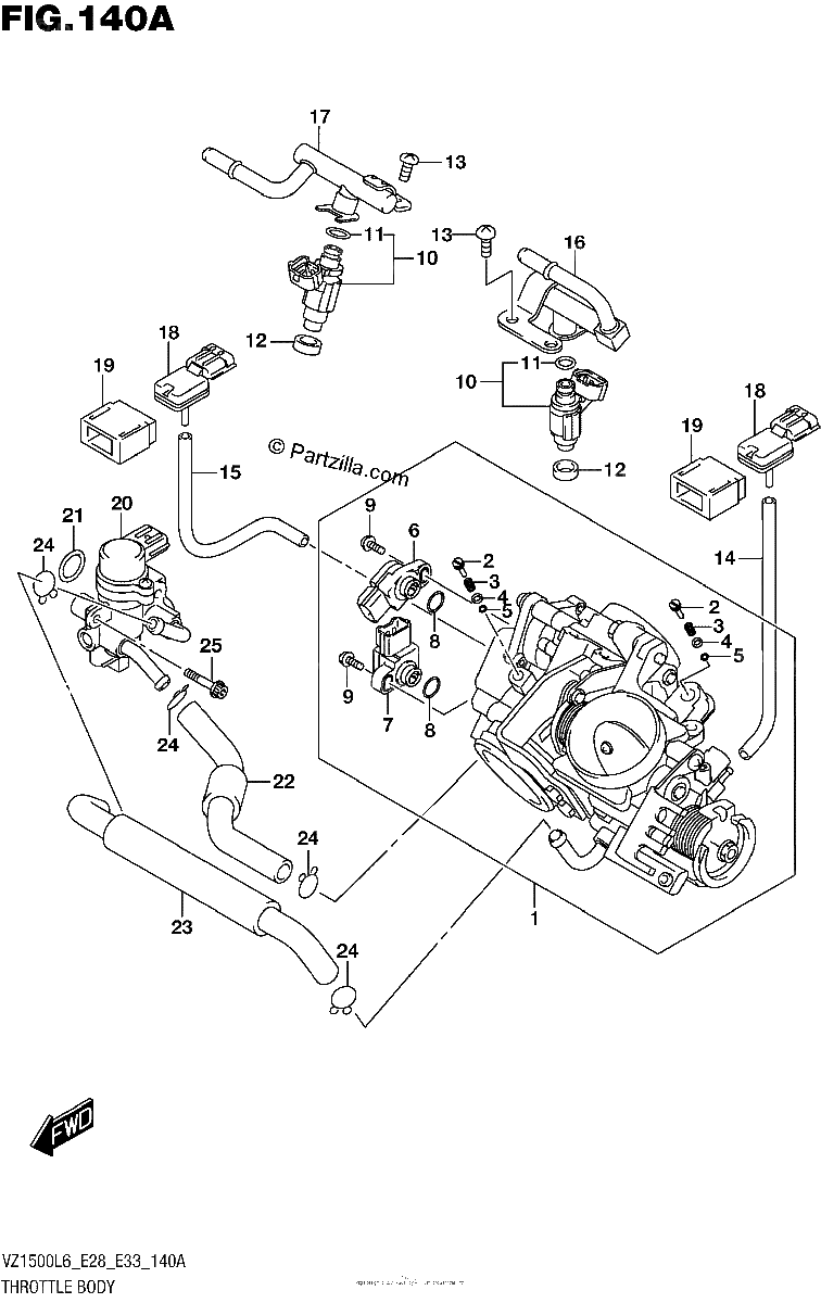 Diagrama de THROTTLE BODY VZ1500L6 E28