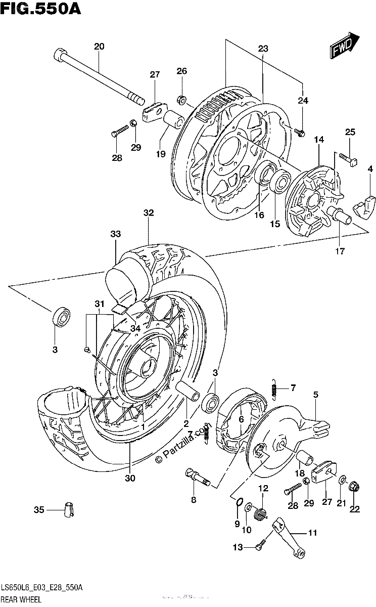 Diagrama de REAR WHEEL