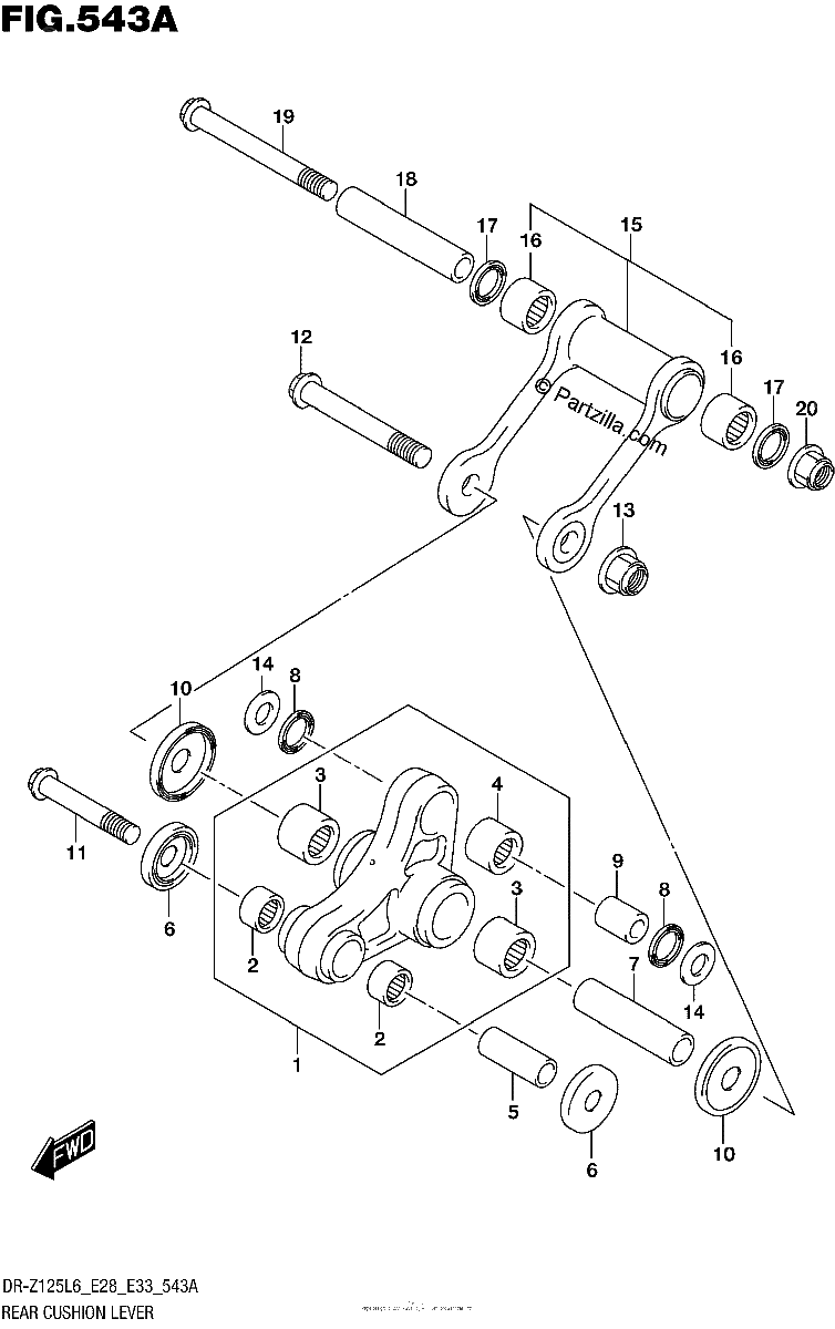 Diagrama de REAR CUSHION LEVER