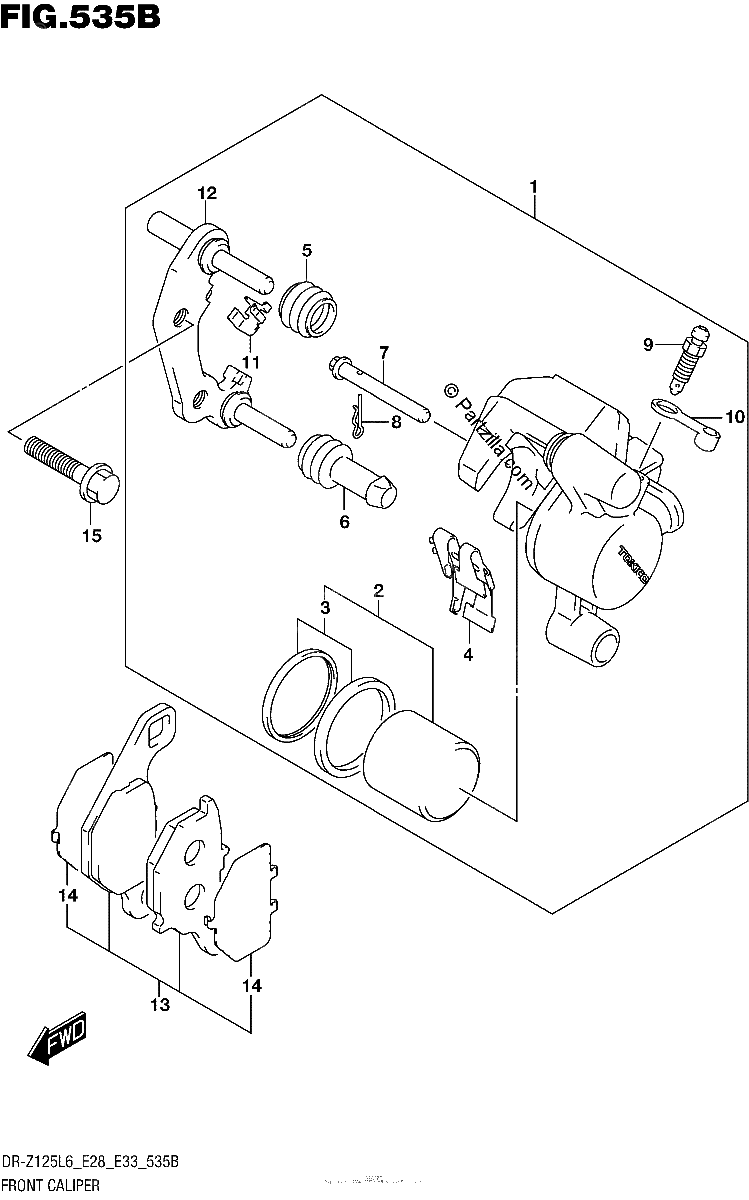 Diagrama de FRONT CALIPER DR Z125LL6 E33
