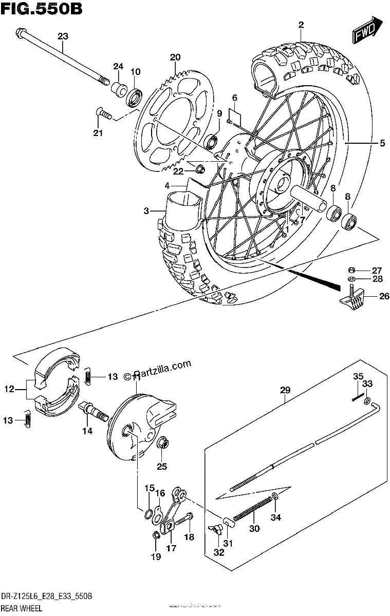 Diagrama de REAR WHEEL DR Z125LL6 E28