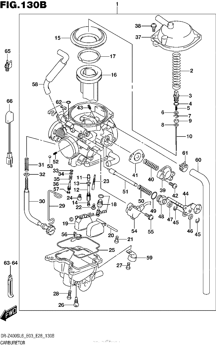 Diagrama de CARBURETOR DR Z400SL6 E28