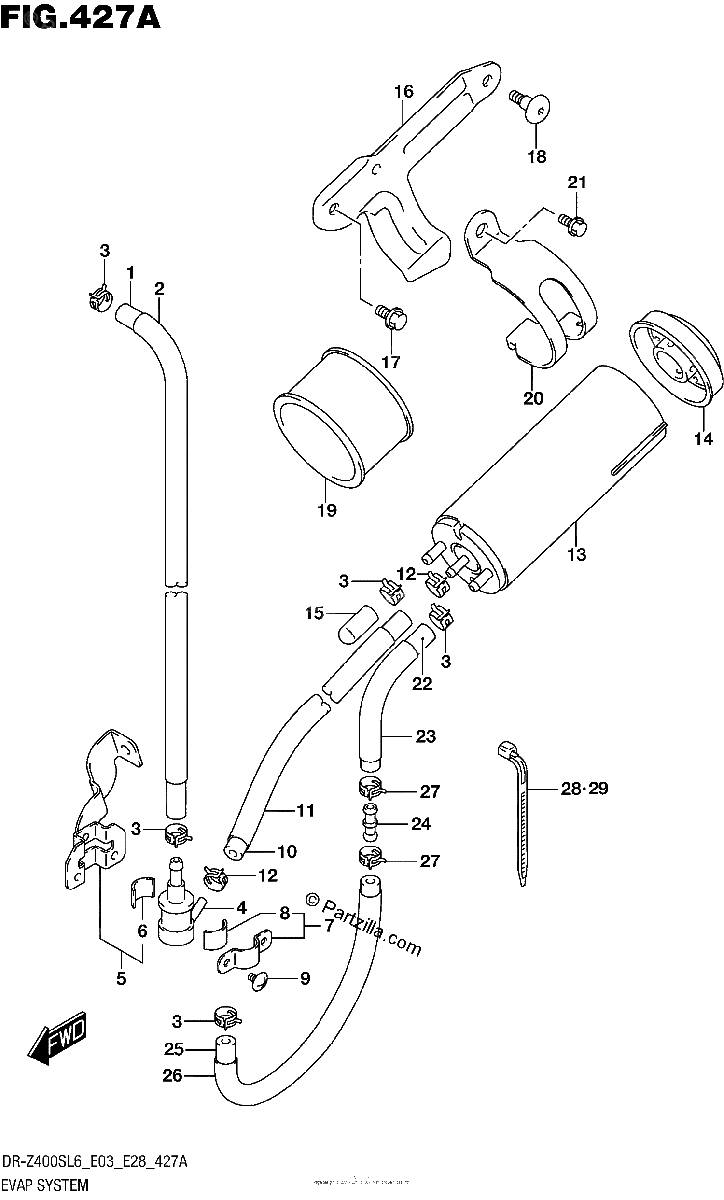 Diagrama de EVAP SYSTEM DR Z400SL6 E33