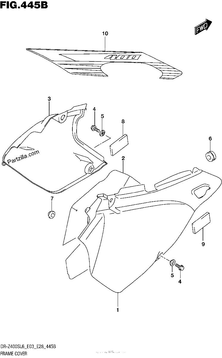 Diagrama de FRAME COVER DR Z400SL6 E28