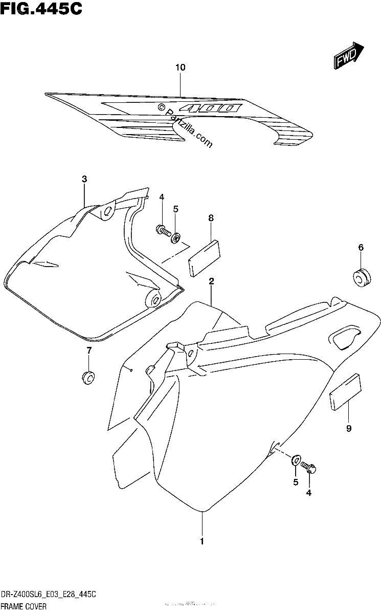 Diagrama de FRAME COVER DR Z400SL6 E33