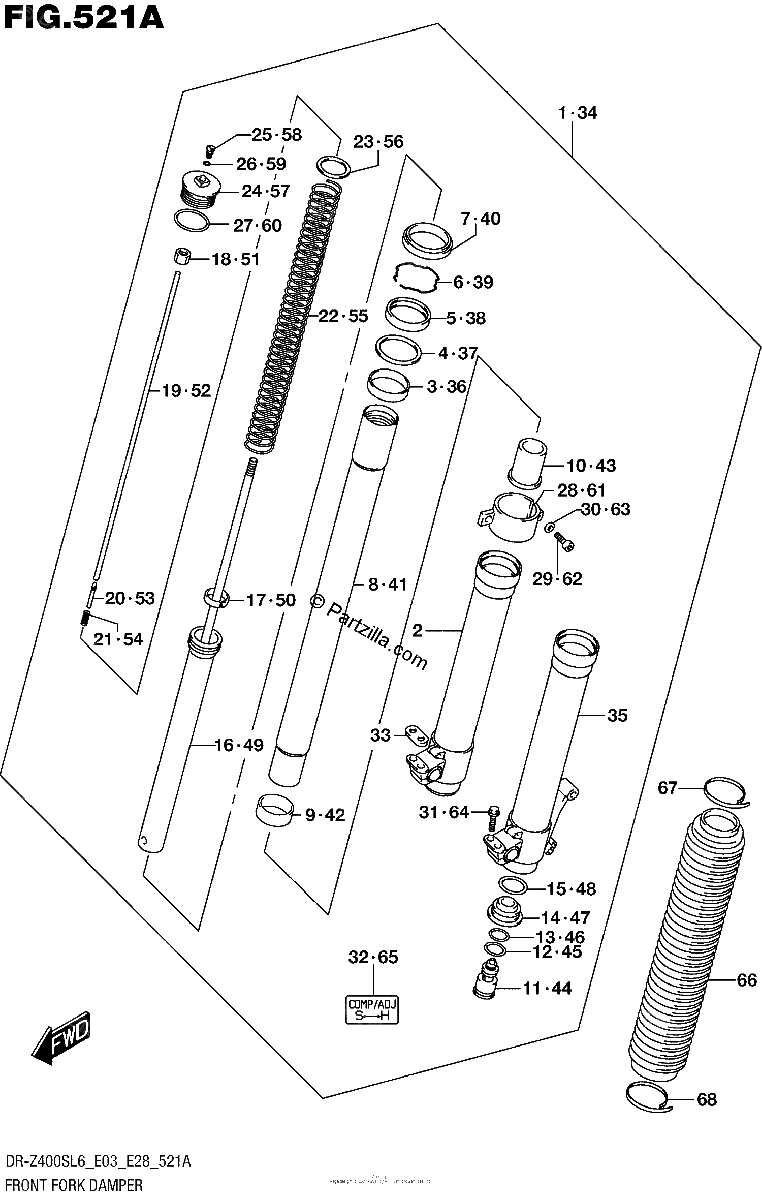 Diagrama de FRONT FORK DAMPER