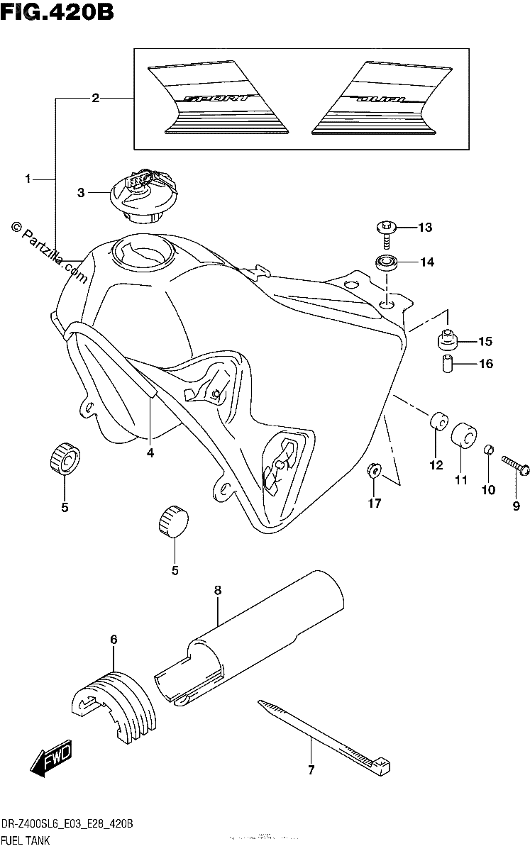 Diagrama de FUEL TANK DR Z400SL6 E28