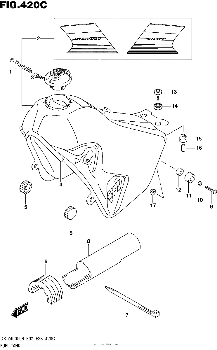 Diagrama de FUEL TANK DR Z400SL6 E33