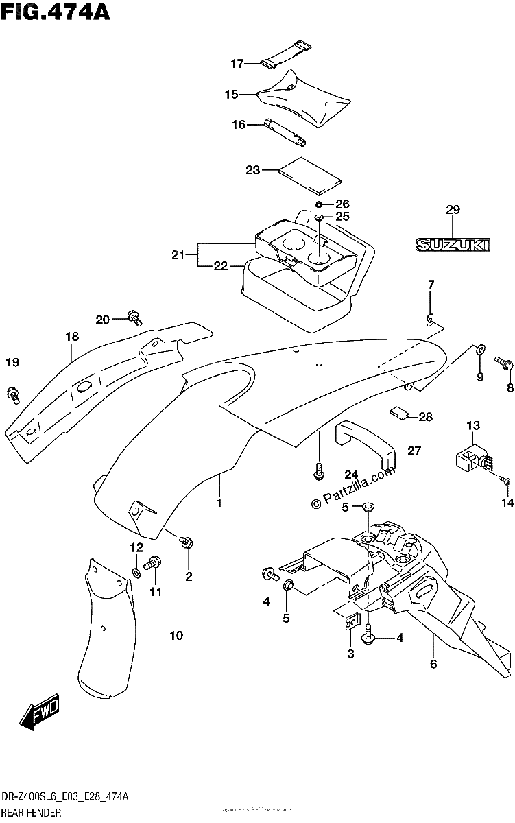 Diagrama de REAR FENDER