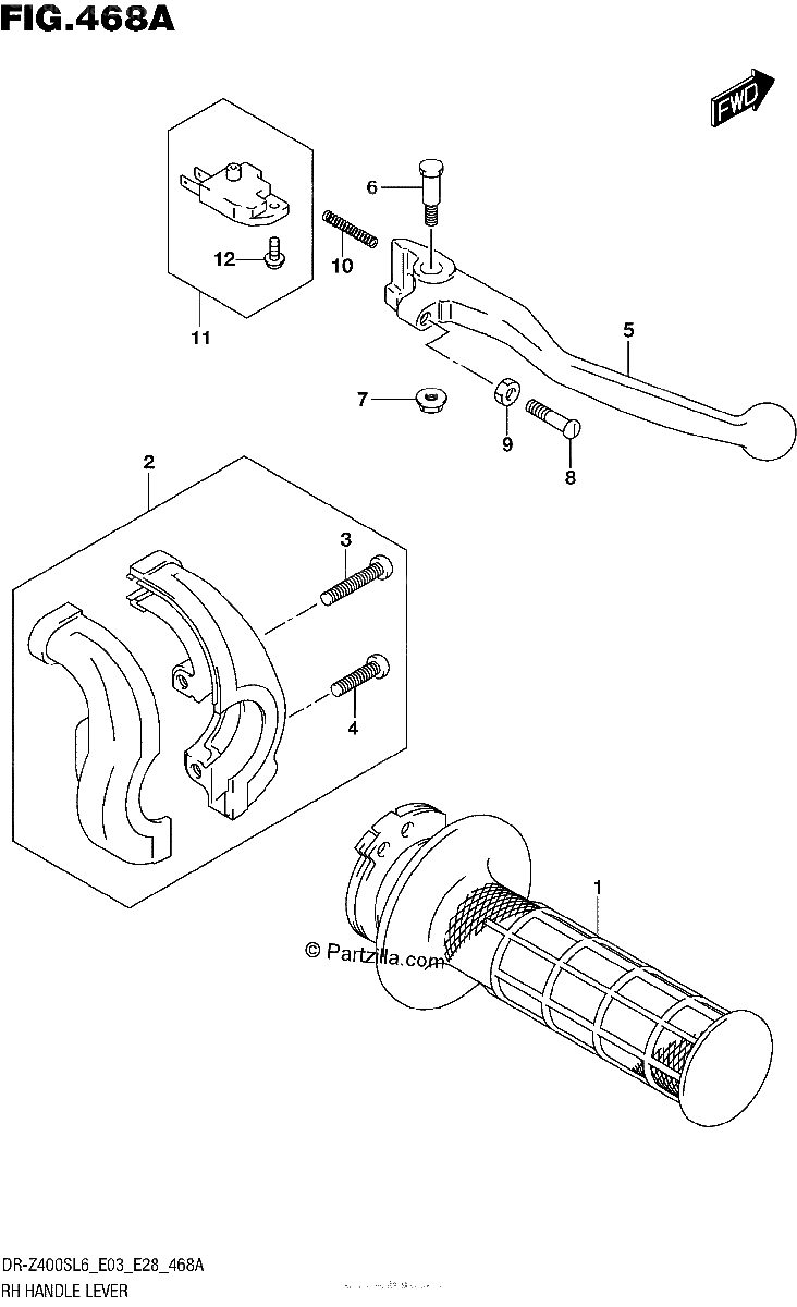 Diagrama de RH HANDLE LEVER