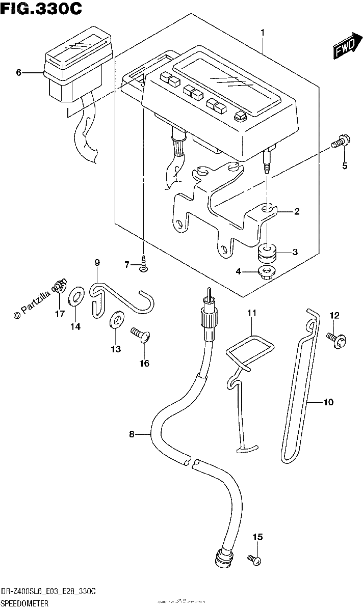 Diagrama de SPEEDOMETER DR Z400SL6 E33