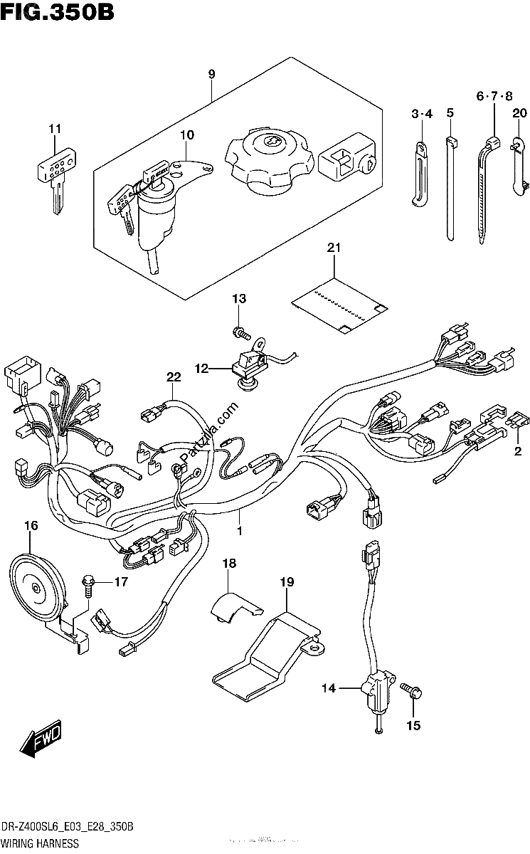 Diagrama de WIRING HARNESS DR Z400SL6 E28