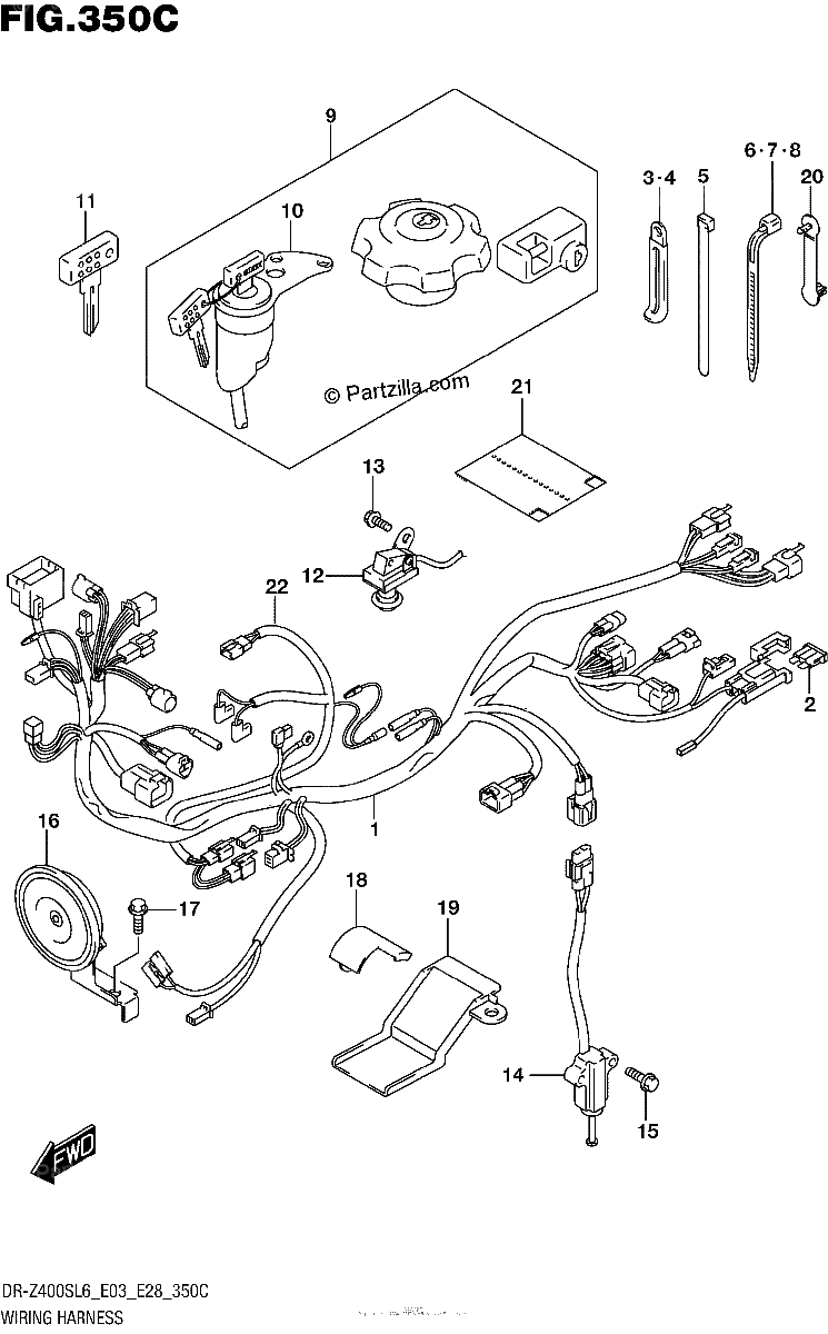 Diagrama de WIRING HARNESS DR Z400SL6 E33