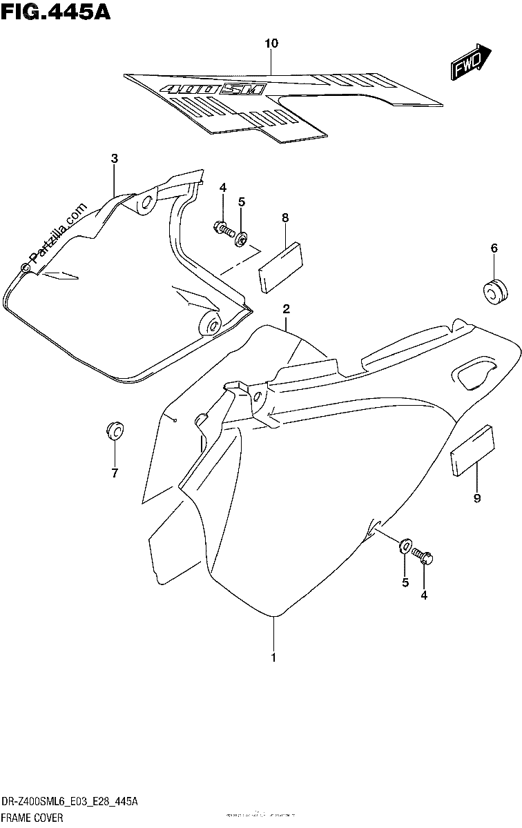 Diagrama de FRAME COVER DR Z400SML6 E03