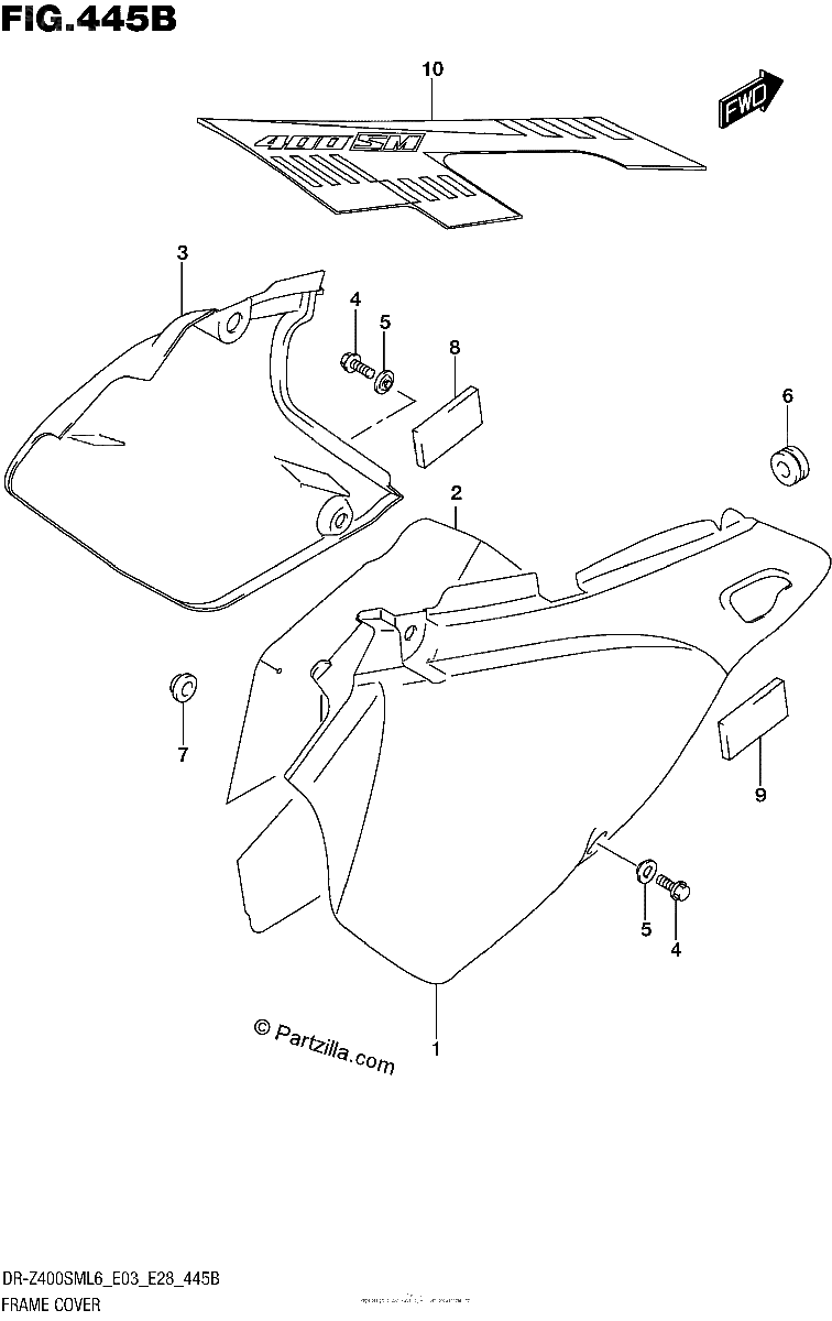 Diagrama de FRAME COVER DR Z400SML6 E28