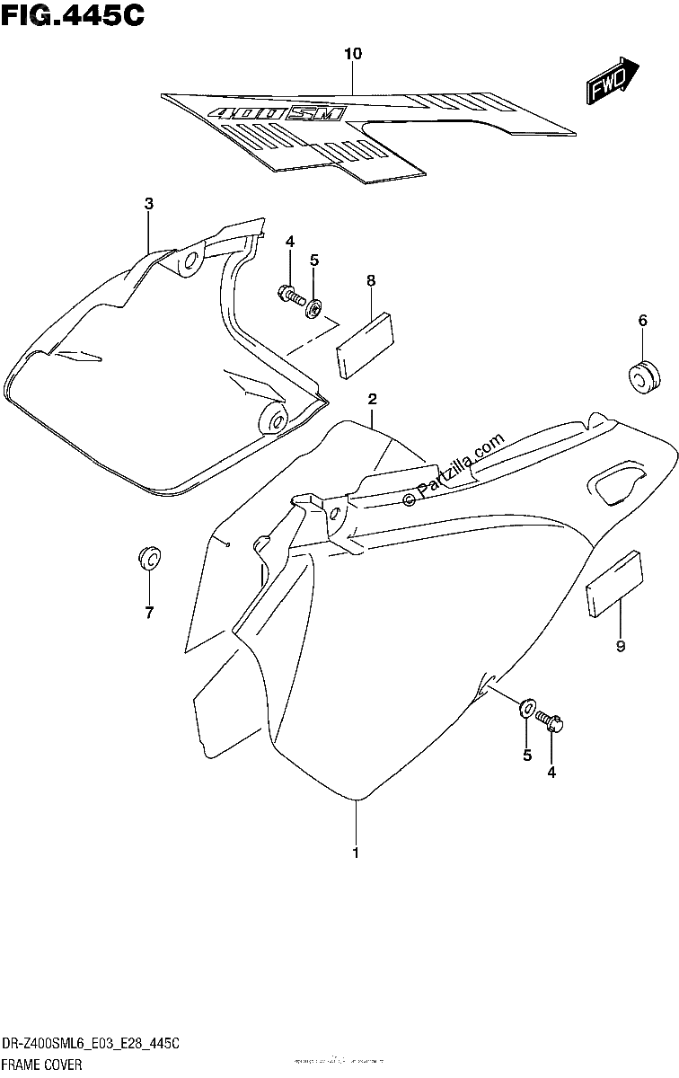 Diagrama de FRAME COVER DR Z400SML6 E33