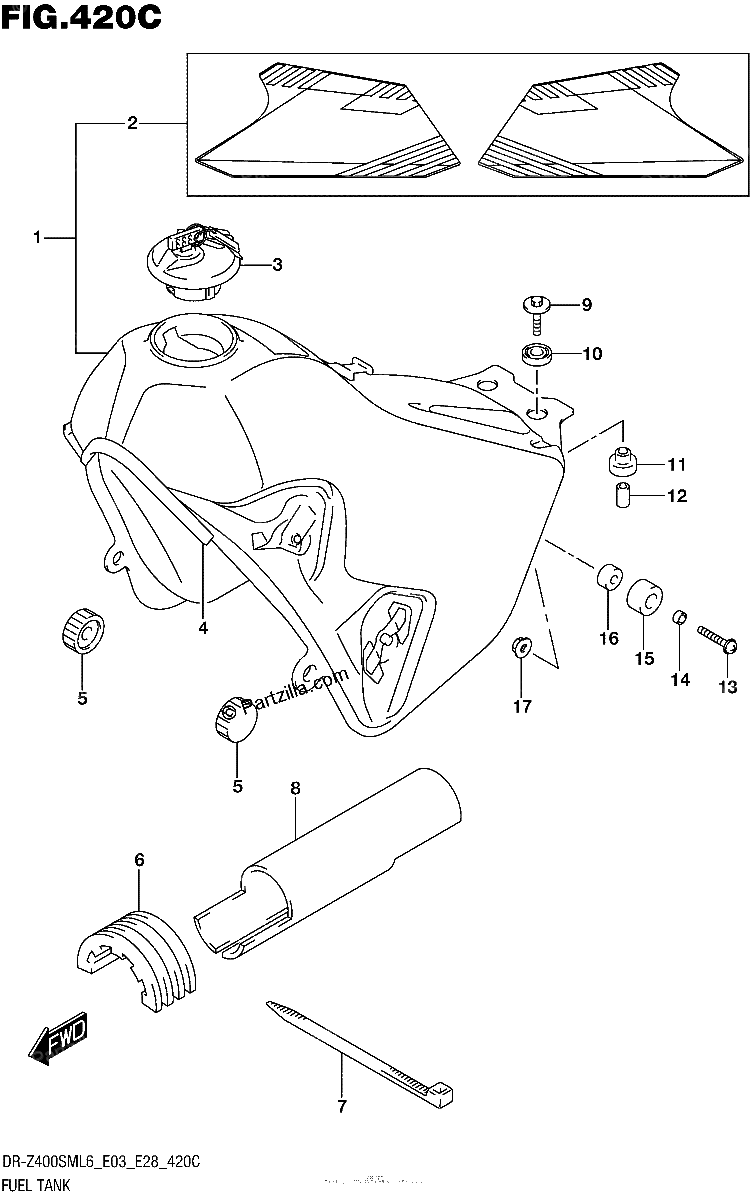 Diagrama de FUEL TANK DR Z400SML6 E33