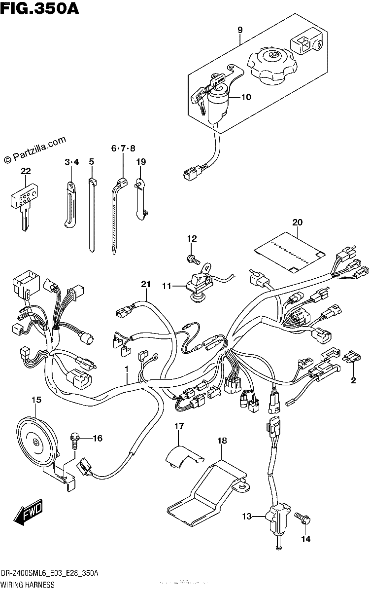 Diagrama de WIRING HARNESS DR Z400SML6 E03