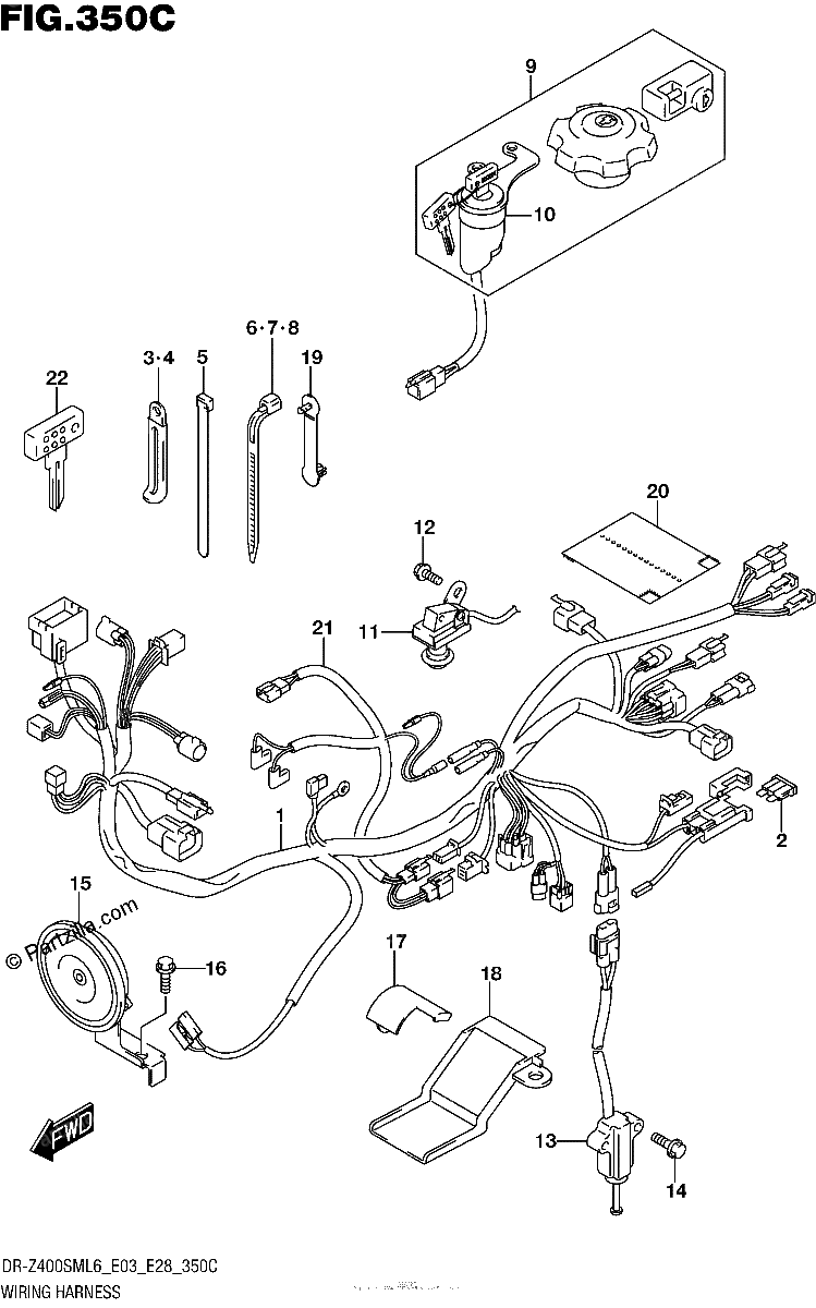 Diagrama de WIRING HARNESS DR Z400SML6 E33