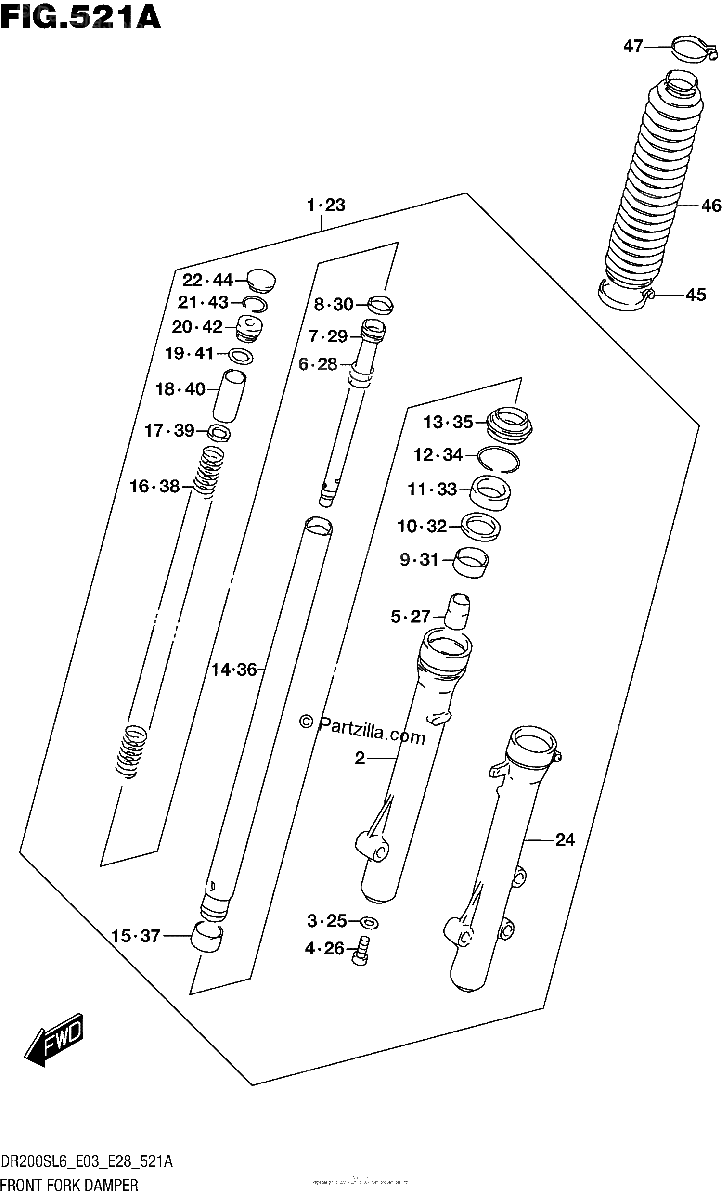 Diagrama de FRONT FORK DAMPER