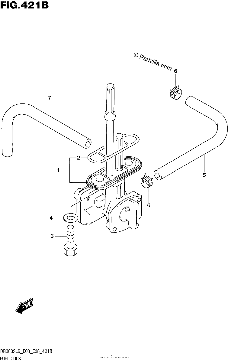 Diagrama de FUEL COCK DR200SL6 E28