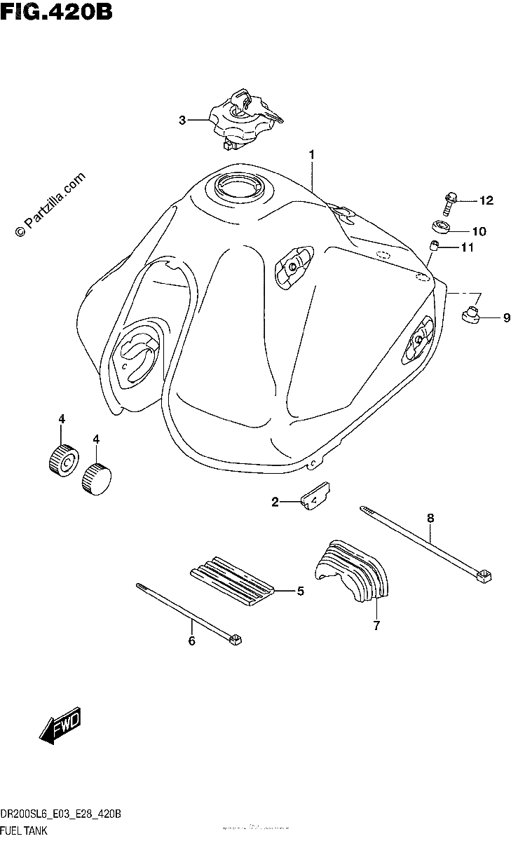 Diagrama de FUEL TANK DR200SL6 E28