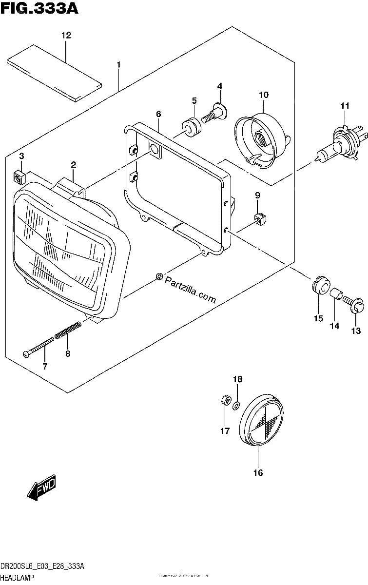 Diagrama de HEADLAMP DR200SL6 E03