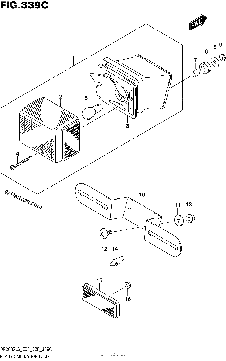 Diagrama de REAR COMBINATION LAMP DR200SL6 E33