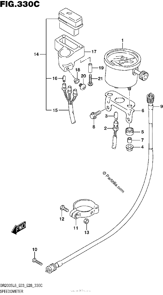 Diagrama de SPEEDOMETER DR200SL6 E33