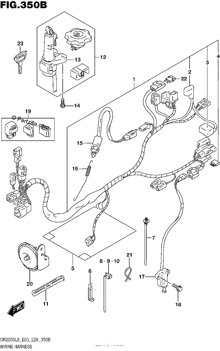 Diagrama de WIRING HARNESS DR200SEL3 E28