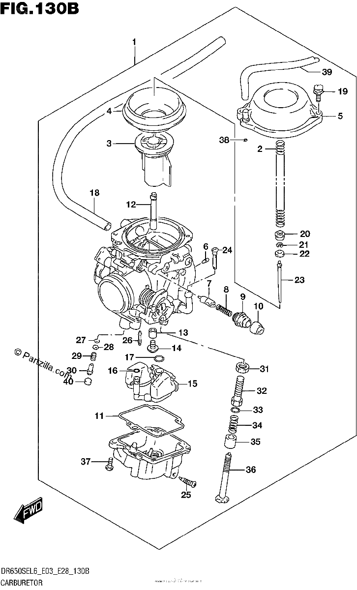 Diagrama de CARBURETOR DR650SEL6 E28