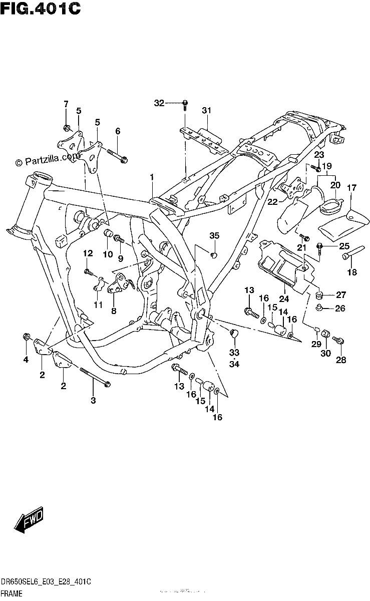 Diagrama de FRAME DR650SEL6 E33