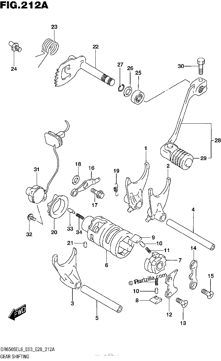 Diagrama de GEAR SHIFTING DR650SEL6 E03