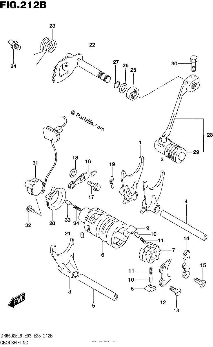 Diagrama de GEAR SHIFTING DR650SEL6 E28