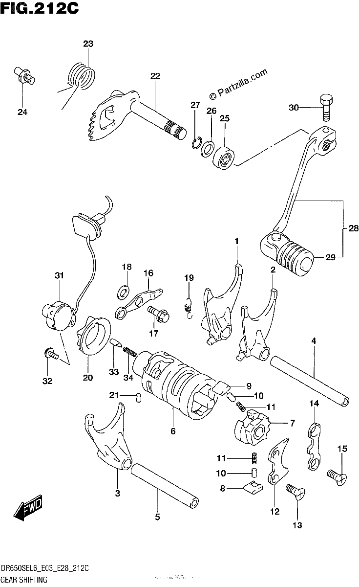 Diagrama de GEAR SHIFTING DR650SEL6 E33