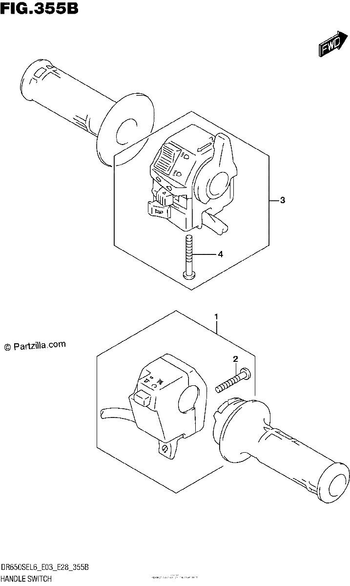 Diagrama de HANDLE SWITCH DR650SEL6 E28