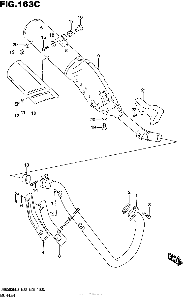 Diagrama de MUFFLER DR650SEL6 E33