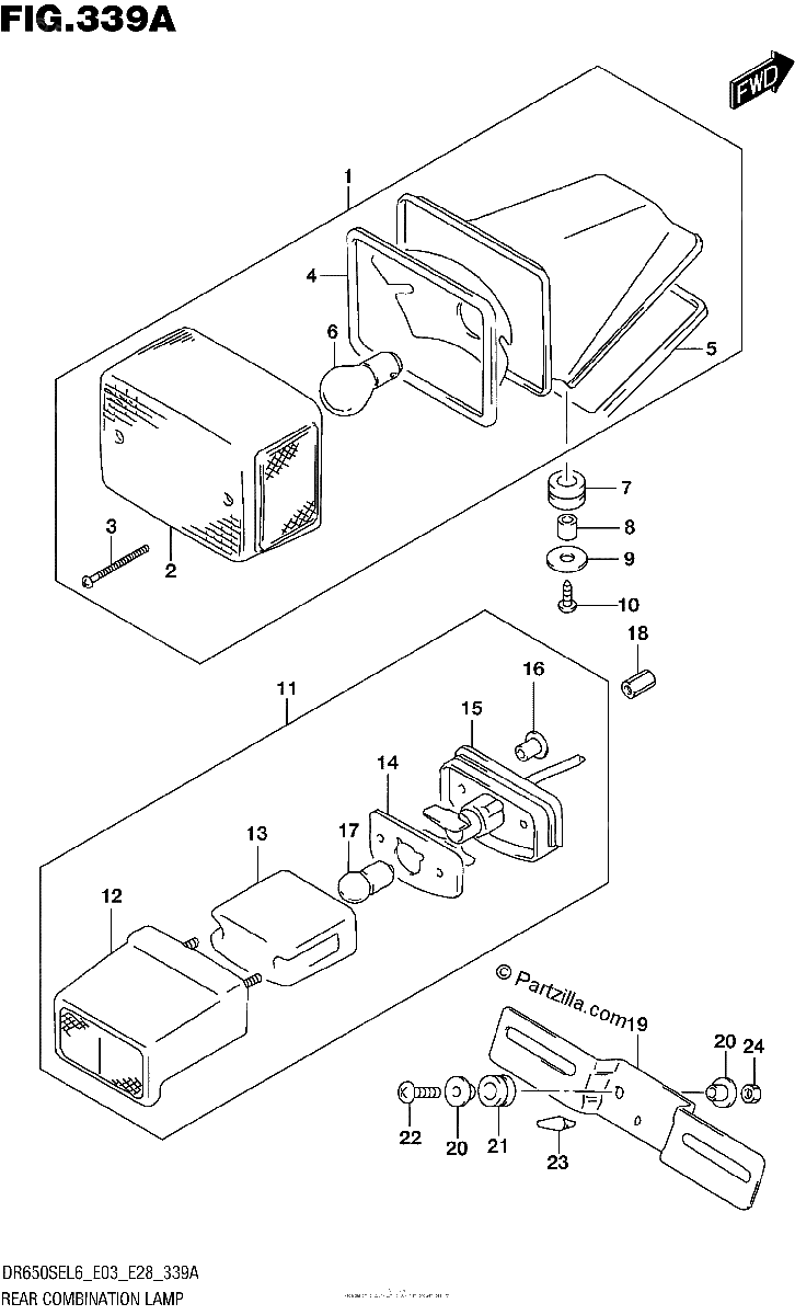 Diagrama de REAR COMBINATION LAMP DR650SEL6 E03