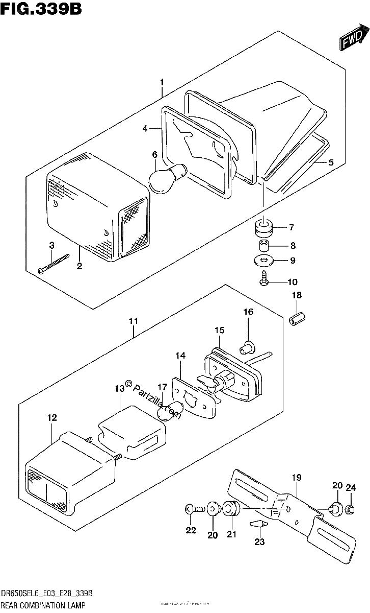Diagrama de REAR COMBINATION LAMP DR650SEL6 E28