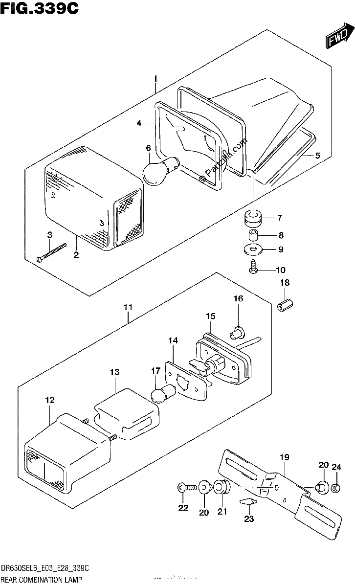 Diagrama de REAR COMBINATION LAMP DR650SEL6 E33
