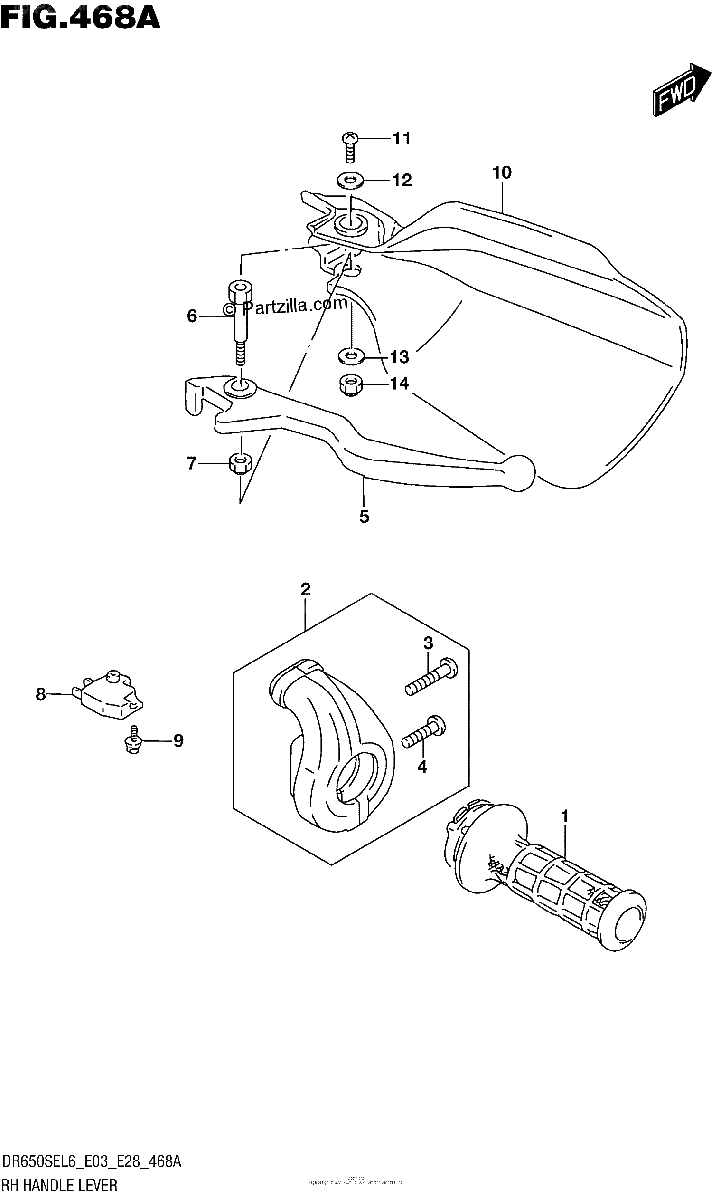Diagrama de RH HANDLE LEVER
