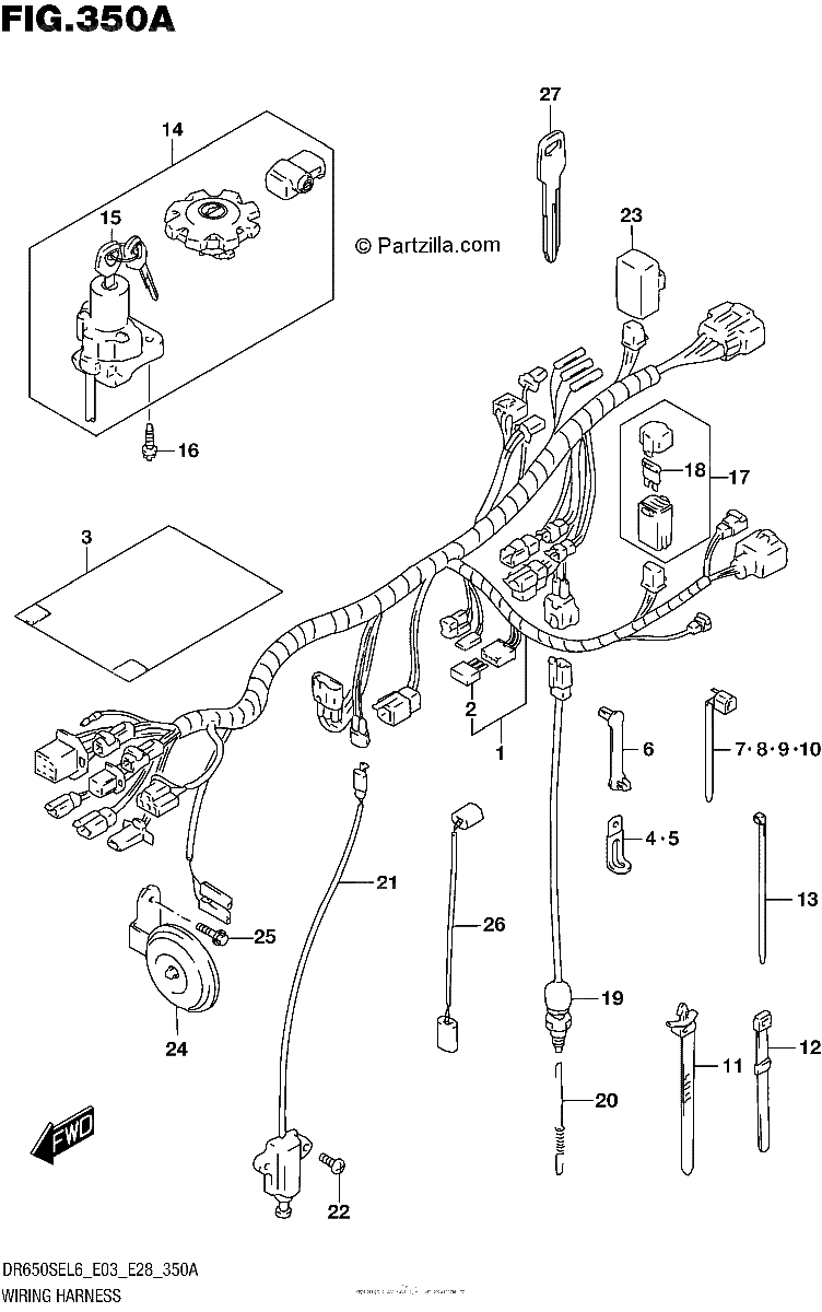 Diagrama de WIRING HARNESS DR650SEL6 E03