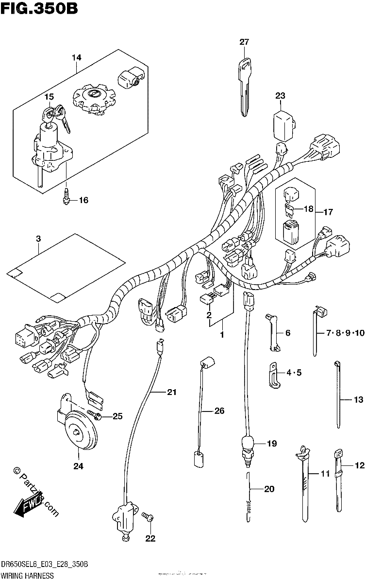 Diagrama de WIRING HARNESS DR650SEL6 E28