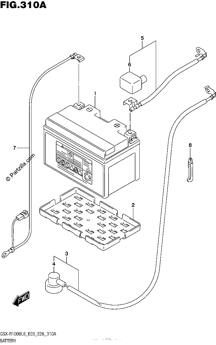 Diagrama de BATTERY GSX R1000L6 E03
