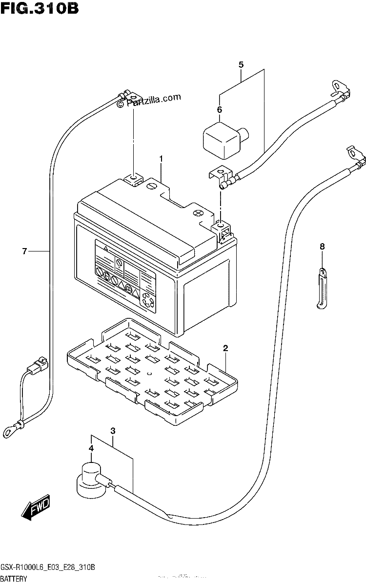 Diagrama de BATTERY GSX R1000L6 E28