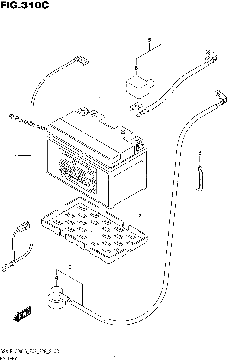 Diagrama de BATTERY GSX R1000L6 E33