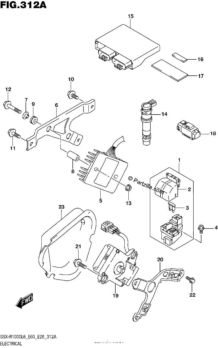 Diagrama de ELECTRICAL GSX R1000L6 E03
